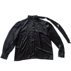 Vintage Women's Black Long Sleeve Button Blouse Size 18 Formal‎